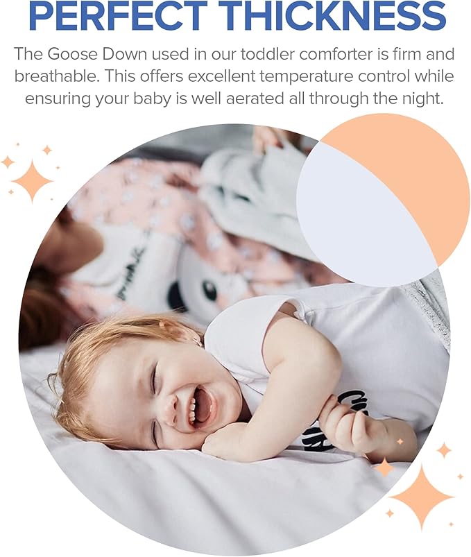 Continental Bedding Toddler Comforter, 100% White Goose Down Duvet Insert, Sleep Blanket with Cotton Shell, Fits Standard Crib, Toddler Bed, 39x47 Inches, White