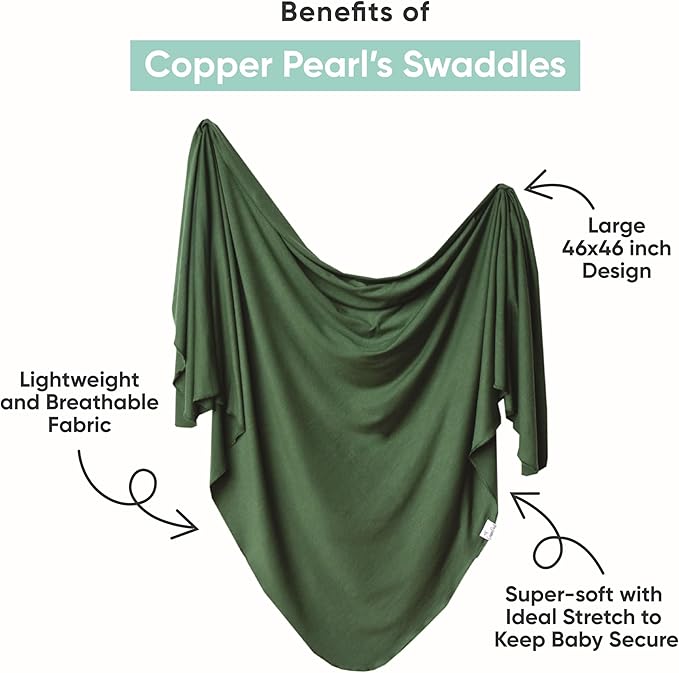 Copper Pearl Large Premium Knit Baby Swaddle Receiving Blanket Fern