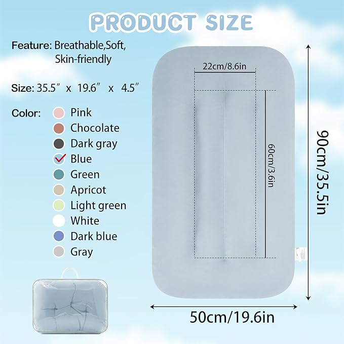Baby Lounger for Newborn, Bionic Design Baby Lounger, Soft Organic Cotton Breathable Lounger for Infants 0-18 Months (Grayinsh Blue)