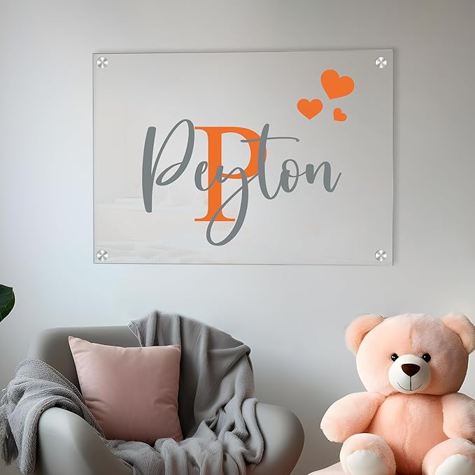 Personalized Name & Initial Acrylic Frame | Bedroom Decor | Wall Decor | Name Wall Decor | Baby Nursery Decor | Wall Name Signs Personalized | Acrylic Sign | Multiple Size and Shapes Options