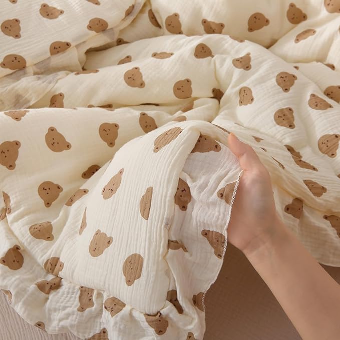 100% Cotton Muslin Crib Comforter/Quilt,Ultra Soft Cozy Reversible Baby Blanket,All Season Toddler Blankets for Boys and Girls, Machine Washable,41"x48"