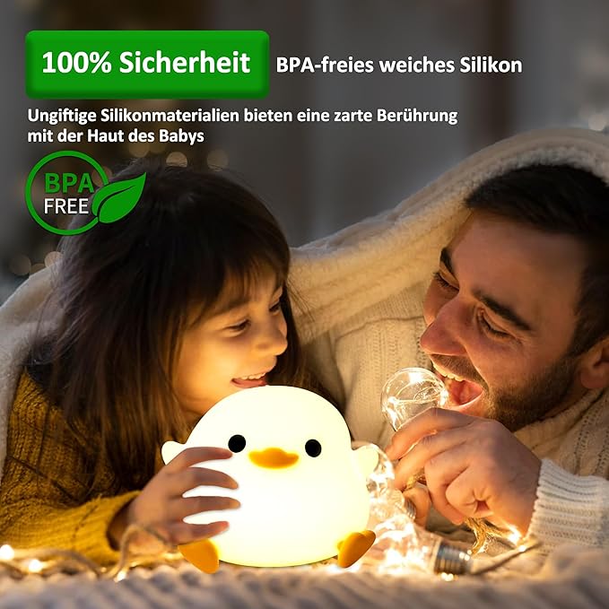 Duck Night Light, Cute Duck Gift for People, Dormitory Decorative Light, ABS+SIL, Touch Control, Portable Rechargeable Dimmable, Best Choice for Gift Giving (DoDo Duck)