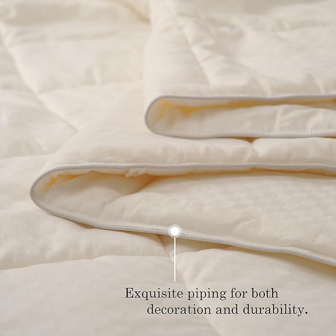 CUDDLE DREAMS Wool Comforter Duvet Insert, 100% Australian Wool Filling with Soft Noiseless Cotton Shell, Natural Warmth (Midweight for All Season, Queen)