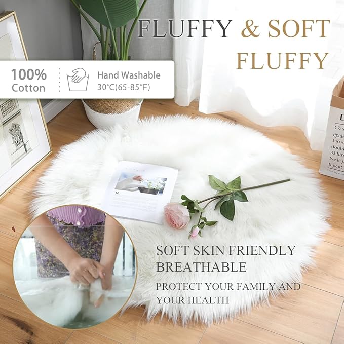 2Pack 12 Inches Mini Faux Fur Rug,Soft Fluffy Plush Area Rug Chair Cover Seat Pad Nail Mat,Locker Rug,Pink Photo Props Background for Tabletop Photography, Jewelry, Nail Art, Home Decor(Blue)