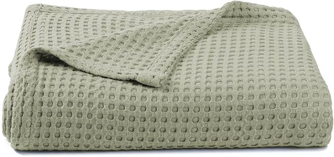 36” X 40” Inches Cooling Baby Waffle Weave Blanket, Ultra-Soft Lightweight Receiving Blanket for Newborn, Breathable Comfortable Baby Swaddle Blanket for Boys and Girls(Sage)