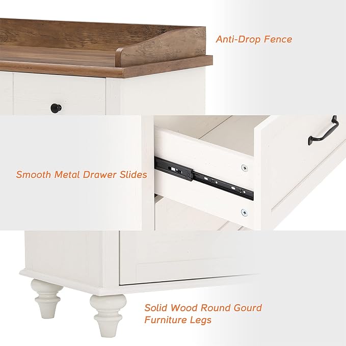 WAMPAT Dresser for Kids Bedroom with 6 Drawers, Mid Century Baby Dresser Wide Chest of Drawers with Storage Cabinet Organizer for Nursery, Living Room, Off White