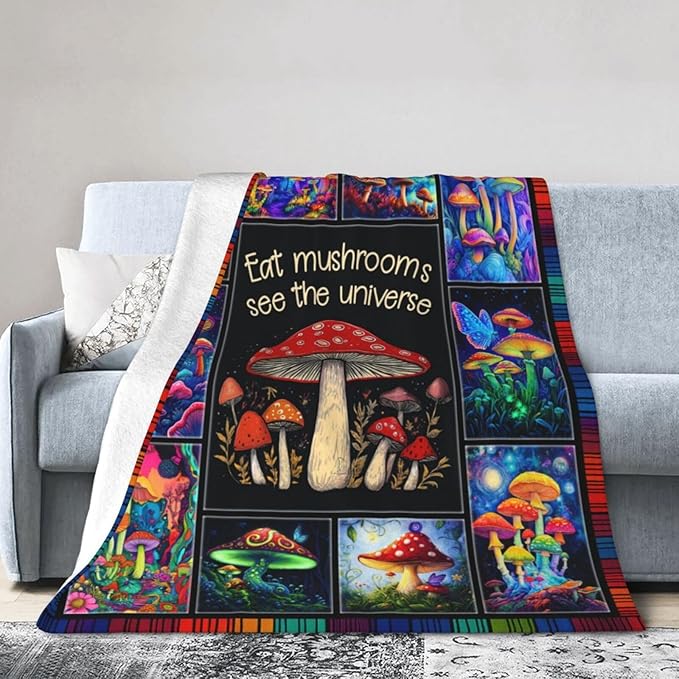 Mushroom Blanket Mushroom Decor Throw Blanket Super Soft Flannel Lightweight Fluffy Plush Fuzzy Fleece Forest Blanket Gifts for Girl Baby Woman Boys Kids Adults Man for Bed Sofa 60"X80"