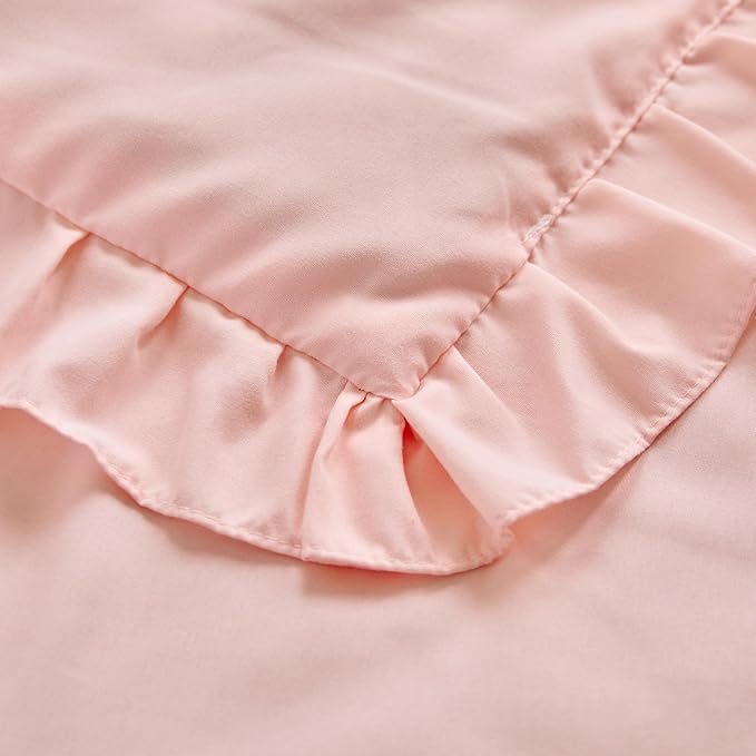 Ruffled Toddler Blanket Ruffle Comforter for Baby Toddler Girls, Soft Cozy Cute Quilted Blanket Breathable Microfiber Comfortable Down Alternative Small Size Quilt with Ruffle - 43"x 60" Light Pink