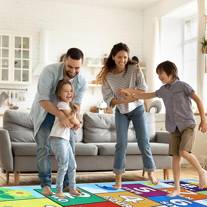 Hop Scotch Inside Rug for Kids, Hopscotch Rug for Kids, Non-Slip Indoor Play Mat, 23.6x47.2 In, Durable & Easy to Clean, Perfect for Bedrooms, Playrooms, Daycares, Preschools – Fun Learning & Play