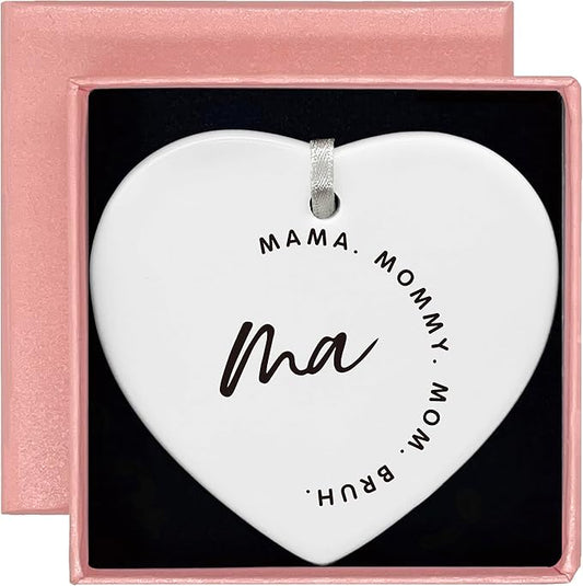 Heart Shaped Christmas Ornament-Funny Mom Gift from Daughter Son-Birthday Thanksgiving New Year Present for Mama Mommy Bruh Appreciation Keepsake