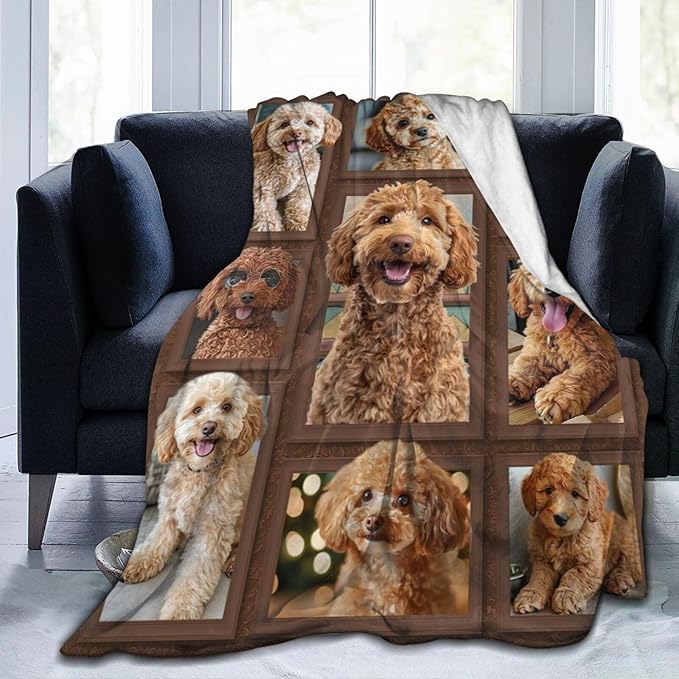 Golden Doodle Blanket Goldendoodle Decor Throw Blanket Super Soft Flannel Lightweight Fluffy Plush Cozy Fuzzy Fleece Gifts Blanket for Dog Lover Women Girls Boys Adults for Bed Sofa 50"X60"