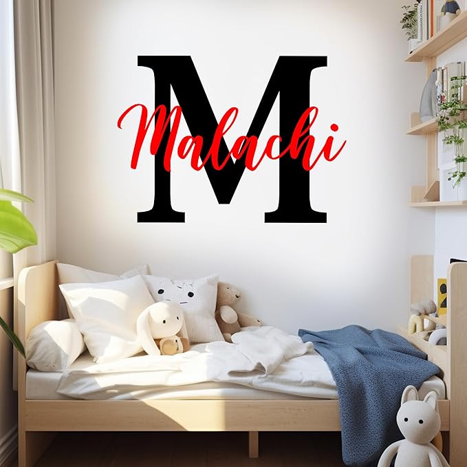 Custom Name Initial Vinyl Wall Decal Custom Name for Nursery Decals Transparent, DTF Vinyl Sticker for Home & Room Décor, Removable Wall Art for Kids & Teens Bedroom, Car