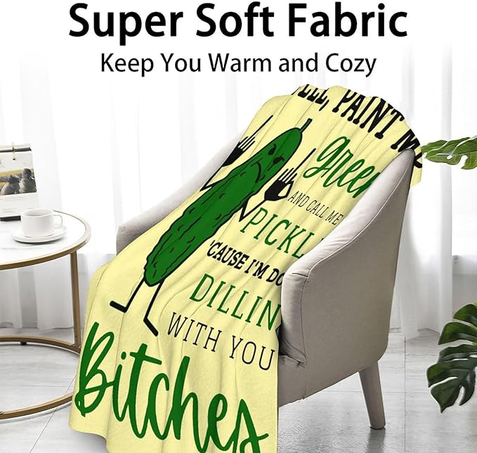 Pickle Throw Blanket for Baby - 30x40 Inches Lap Size - Soft Fluffy Cozy Blankets Gift - Beige Novelty Blanket Throws for Couch, Work