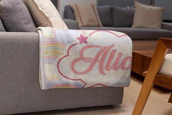 Personalized Rainbow Blanket for Girls | Kids Rainbow Unicorn Gifts | Custom Plush Fuzzy Rainbow for Toddler | Customized Little Girl Throw | Baby Girl Sofa Bed Birthday Gift| Fleece 50x60