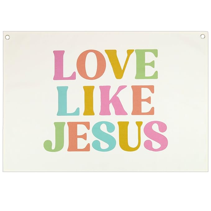 Christian Bible Verse Scripture Rectangular Banner Flag Wall Decor Gift for Baby Boy Girl Kids,Nursery Above Crib Bedroom Reading Room Decor-Love like Jesus-Baby Present Shower,Birthday Christmas Gift
