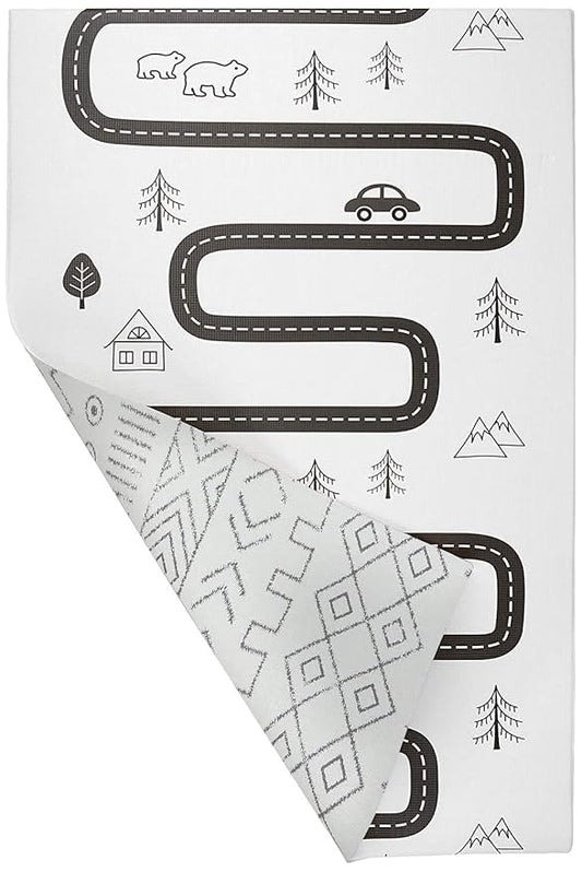 Baby Care Play Mat (Medium, Nordic Trails - Tribal) 73’’ x 49’’ Original One-Piece Reversible Rollable Waterproof Firm PVC Play Mat for Infants, Babies, Toddler, and Kids