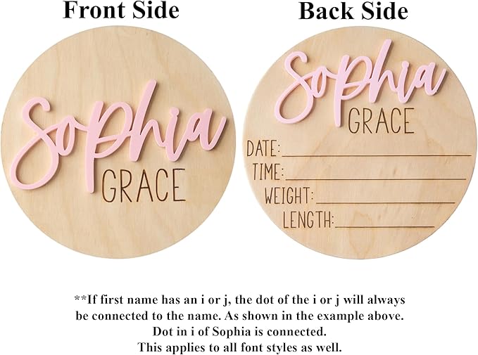 Personalized Newborn Announcement Sign for Hospital - Wooden Birth Announcement Sign for Hospital - Baby Name Announcement Sign - Baby Milestone Signs - Boy Girl - Double Sided