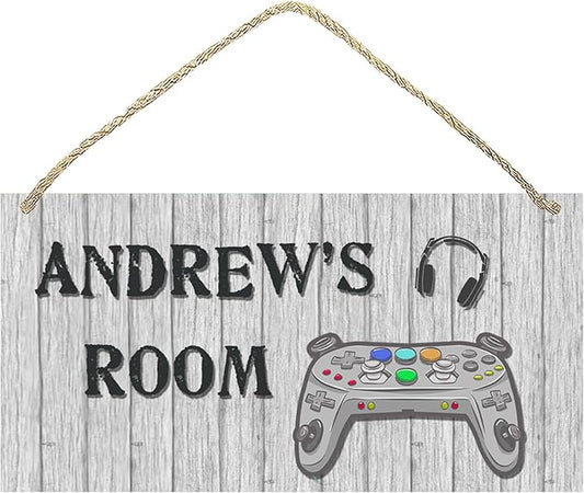 Personalized Name's Multi-button controller & headset decor Nursery Kid's Children's Girls Bedroom Door Sign Wood Plaque Sign Wall Decor Gift
