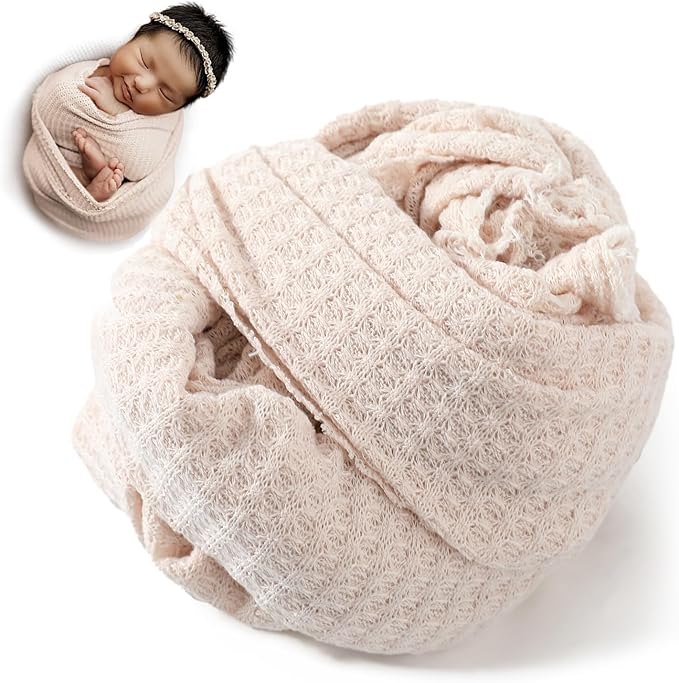 Newborn Photography Props for Baby Boys and Girls Newborn Wraps for Infant Baby Photoshoot Waffle Texture Knit Blanket