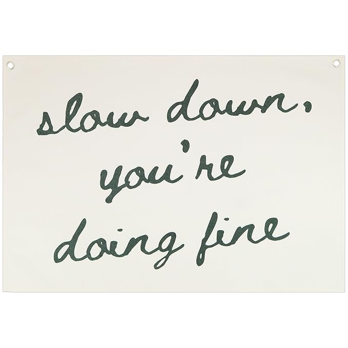 Mental Health Inspirational Rectangular Banner-Positive Affirmation Flag for Kids Teen Counselor Teacher,Classroom Therapy Office Homeschool Reading Room Wall Decor-Slow Down You're Doing Fine