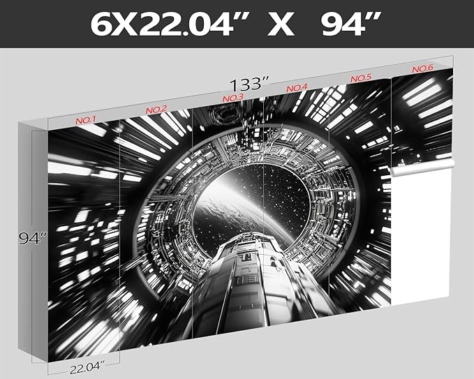 XMPMBM-Capsule Space backsplash Large Decorative Wallpaper Starship Nursery Room Boys Bedroom Bathroom Wall Mural- W 132" X H 92"（93 Square Foot）