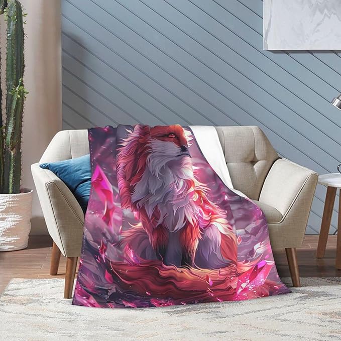 Fox Blanket Foxes Throw Blanket Animals Flannel Stuff Merch Cozy Decor Fleece Plush Fuzzy Warm Soft Lightweight Bedding Gifts for Fox Lover Women Men Girl Boy Couch 80"X60"