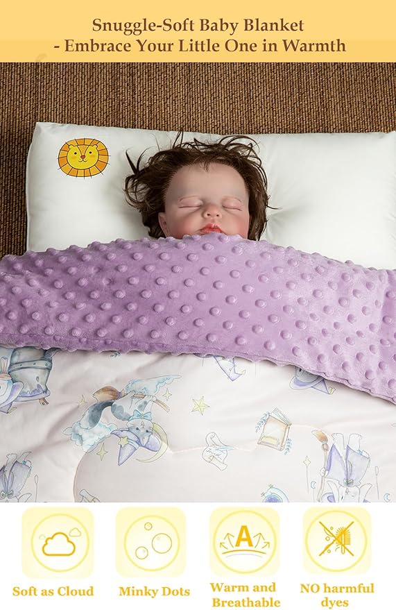 Cuite Pumpkin Baby Toddler Bed Comforter, Down Alternative Toddler Comforter All Season,Quilted Baby Blanket for Daycare,Toddler Crib Quilt for Boys and Girls,(47x 59 Purple)