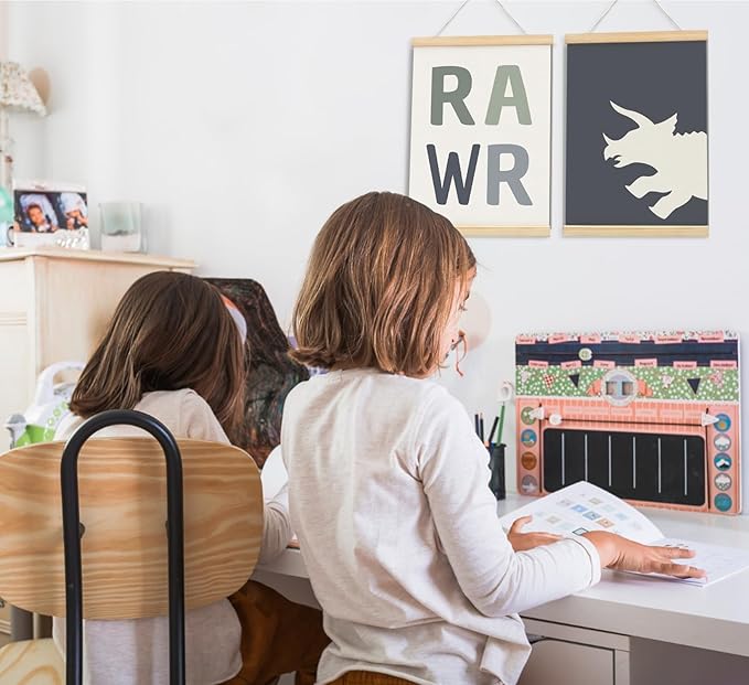 ULEGIE Playroom Decor Dinosaur Poster Hanger Frame Set of 2, Dinosaur Wall Decor, Toddler Boy Room Decor, Nursery Wall Decor, Alphabet Banner Wall Hanging Decor for Boys Room, 2Psc 12x16 Inches