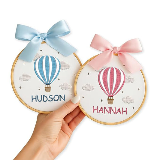 Personalized Baby Name Sign Welcome Baby Announcement Sign Newborn Baby Embroidery Hoop with Bows Baby Hospital Name Sign Custom Infant Baby Name Baby Shower Gifts (11)