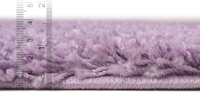 Unique Loom Solid Shag Collection Area Rug (6' 1" Round, Lilac)