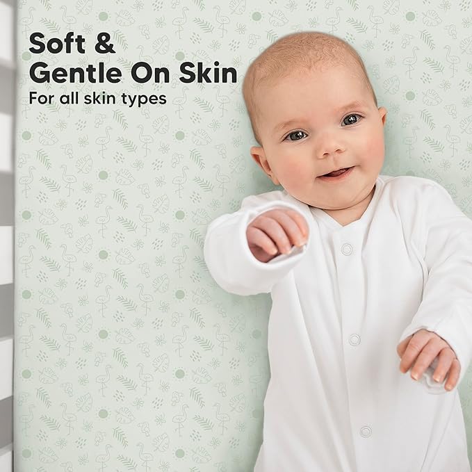 KeaBabies 2-Pack Baby Crib Sheets for Boys, Girls - 52x28 Viscose Derived from Bamboo Toddler Bed Sheets Neutral, Fitted Crib Mattress Cover for Standard Baby Bedding, Soft & Cozy (Tropic Oasis)