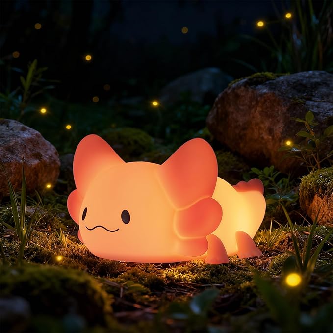 ZKLiLi Axolotl Kids Night Light,Squishy Cute Lamp Dimmable Childrens Night Light Gifts for Baby with Timer & 16 Colors,Rechargeable Bedroom Smart LED Bedside Lamps Toddler Night Light