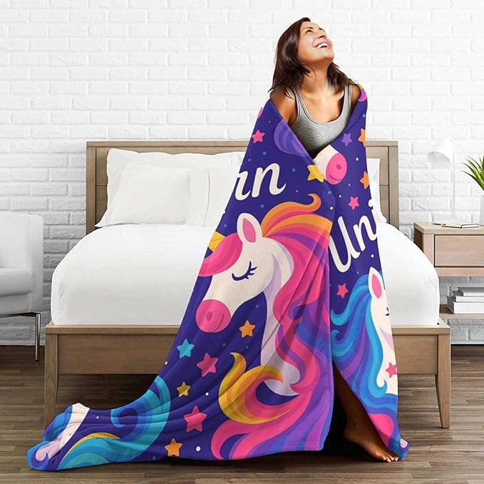 Unicorn Throw Blanket Unicorn Plush Fleece Toddler Blanket Super Soft Warm Cozy Fuzzy Stuff Bedding Baby Blankets for Girls Boys Kids Women Adult Men 50"X60"