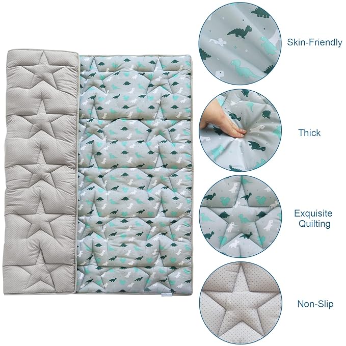 SPRINGSPIRIT Baby Play Mat for Boys Girls, 50'' x 50'' Baby Play Mat for Playpen, One-Piece Crawling Playmat Non Slip, Toddlers, Dinosaur, Grey