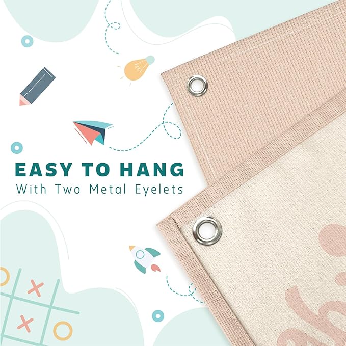 Lacama The Cool Kids Club for Toddler Room Playroom Bedroom Decor Retro Nursery Decor Linen Hanging Banner Flags,Pink Banner Cool Room Decor for Boy Girls,Kids Christmas Gifts 30x20 in