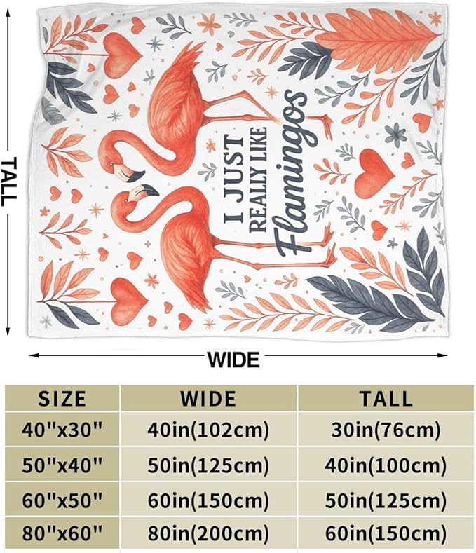 Flamingo Blanket I Just Really Like Flamingos Throw Blanket Tropical Leaves Soft Cozy Fleece Fuzzy Plush Warm Stuff Bedding Animal Blankets Gifts for Boys Girls Kids Adult Men Women 40"X50"