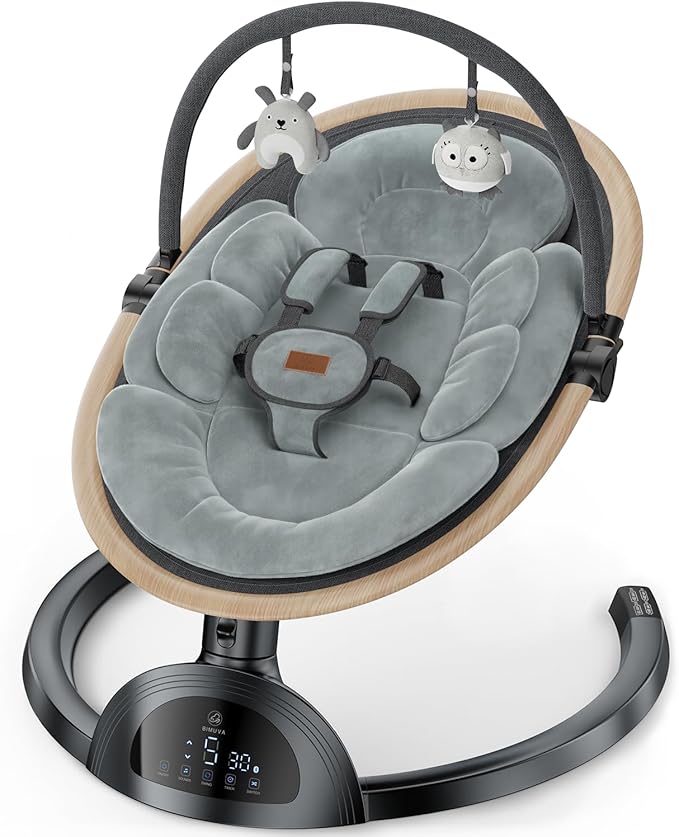 Electric Baby Swings for Infants, Infant Swing with Music Speaker, 3 Seat Positions, 5 Speeds and Remote Control for Newborn Boy Girl, Indoor & Outdoor Use, Black