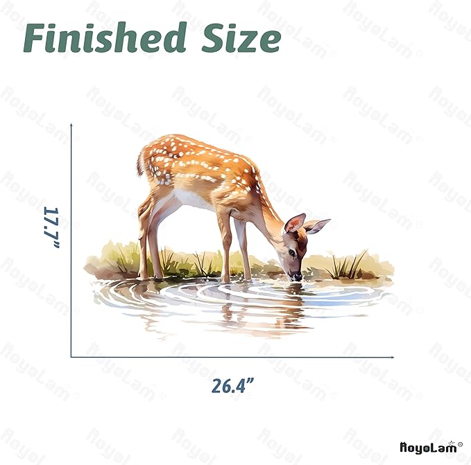 Sika Deer Drinking Water Wall Decal Nursery Woodland Animal Wall Sticker Removable Peel and Stick Wall Art Decor for Kid Baby Classroom Preschool Living Room Playroom Bedroom School