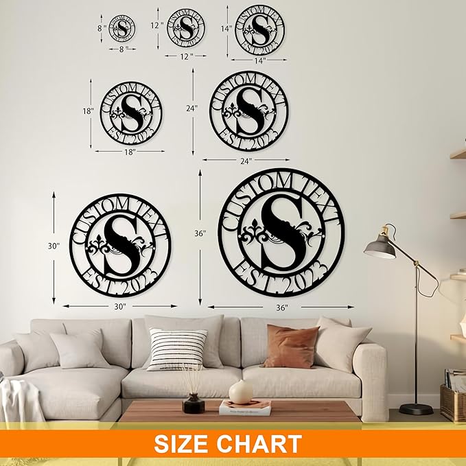 Custom Metal Signs, Indoor/Outdoor Metal Wall Art, Letter Monogram Wall Decor, Metal Last/Family Name Sign, Personalized Wedding/Anniversaries/Housewarming Gift for Couples