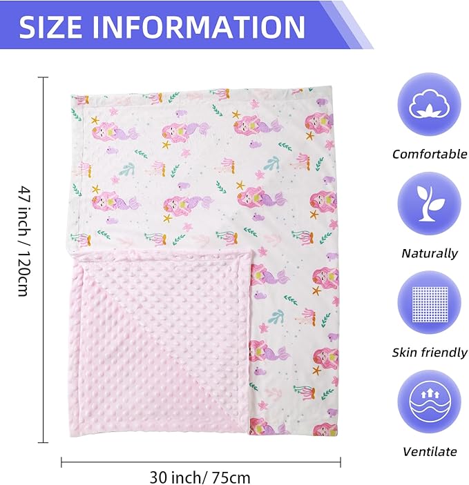 iEvolve Baby Nursery Bed Blankets Ultra Soft Double Layer Mini Blanket Minky Blanket Receiving Blankets Shower Gifts(Flower,30 * 47in)