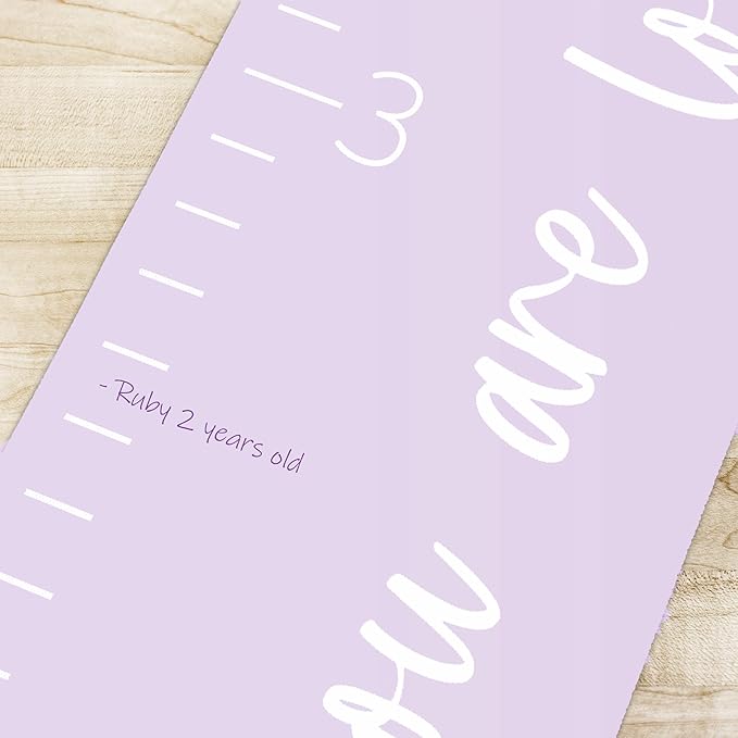 Morxy Canvas Growth Chart for Kids - Unisex Kids Room Wall Decor - Measuring Height Chart- Wall Tape with Height Chart for Kids (Canvas, Loved Beyond Measure - Purple)