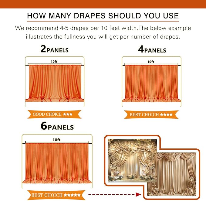 10x10ft Orange Photo Curtains Backdrop Weddings Curtains Orange Wedding Backdrop for Wedding Graduation Birthday Party Photography YUNBSDJ085