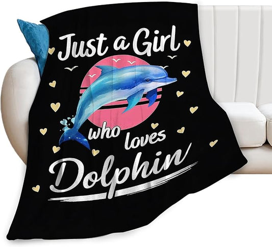 Dolphin Blanket for Girls Ocean Throw Blanket Sea Animal Soft Cozy Fleece Fuzzy Stuffed Plush Flannel Gifts for Women Kids Adults 50"X60"