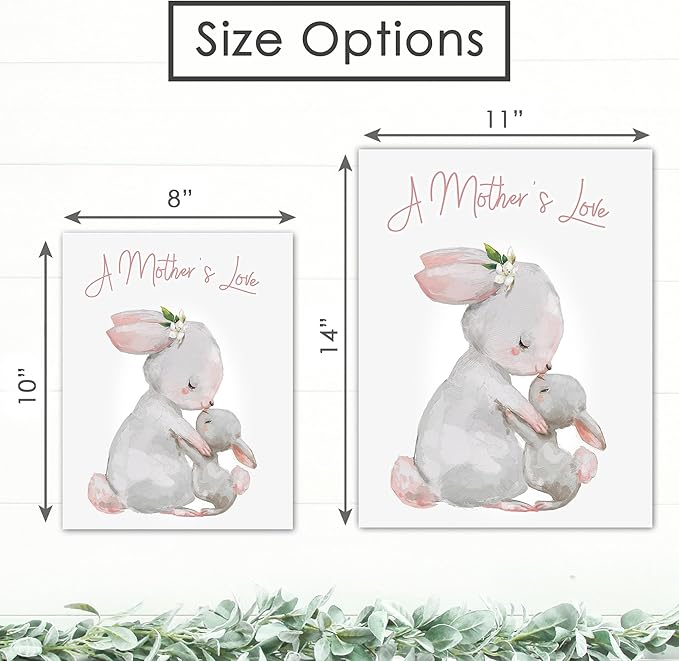 DREAM BIG PRINTABLES Mother and Child Bunny Wall Art Print - Unframed - 8x10 | Nursery Decor | Bedroom Decor | Room Decor Aesthetic | Bedroom Wall decor