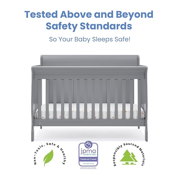 Delta Children Simmons Kids Carter 6-in-1 Convertible Crib - Greenguard Gold Certified, Grey