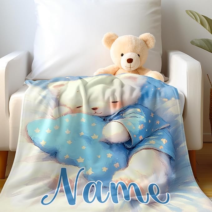 Ship Next Day, Custom Name Blanket - Printed in USA, Personalized Baby Blankets for Girls, Baby Blanket with Name, Ultra-Soft Cozy Fleece Blankets, Gifts for Boys & Girls Kids Teen Girl New Mom