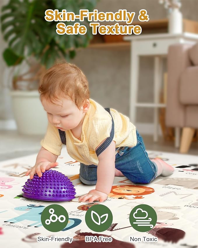 Premium Foam Baby Play Mat 74" x 50" – Removable & Machine Washable Cover, Extra Thick Padding Playpen Mat, Non-Slip Crawling Mat, Easy to Clean for Infants, Toddlers & Babies