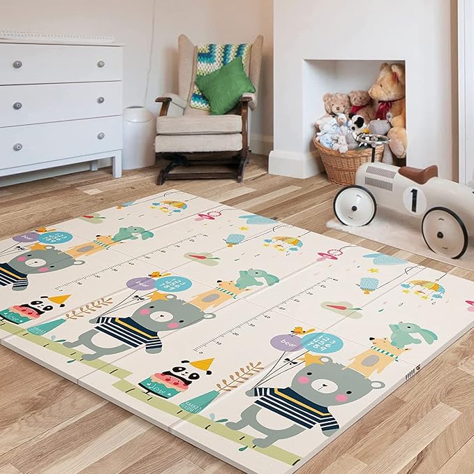 UANLAUO Foldable Foam Kids Play Mat for Babies - Reversible Baby Floor Mat for Infants/Toddlers, Non-Toxic Waterproof Thick Baby Crawling Mats, Indoor Outdoor Playmats for Babies(71x59x0.4 Inch)