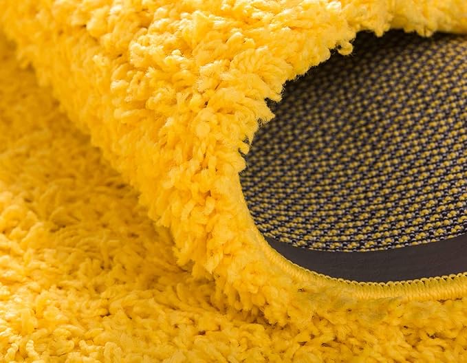 Unique Loom Solid Shag Collection Area Rug (7' 1" x 10' Rectangle, Tuscan Sun Yellow)