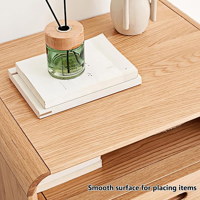 Solid Wood Nightstand Set of 2, Mid Century Modern Nightstands, Small Nightstand with 2 Drawers and Open Storage, Small Bedside Table for Bedroom, Living Room, Dormitory(Natural Wood Color)